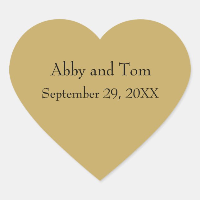 Personalisierte Gold Heart Stickers Wedding Valent (Vorderseite)