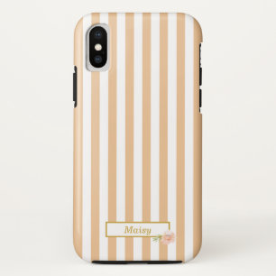 Personalisierte Gold-Pfirsich- und Weiß-Gestreifte Case-Mate iPhone Hülle