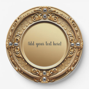 Personalisierte Gold- und Diamant-Partyplatte Pappteller