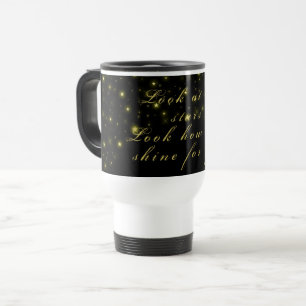 Personalisierte Gold- und Glitzern-Sterne auf der Reisebecher
