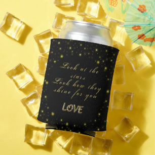 Personalisierte Gold- und Glitzern-Sterne in Schwa Dosenkühler