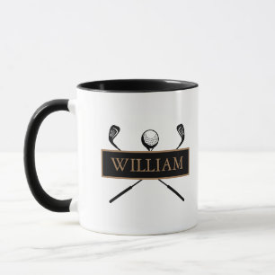 Personalisierte Gold- und Schwarz-Golfschläger Tasse
