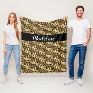 Personalisierte Gold- und Schwarzweißdrucke Fleecedecke