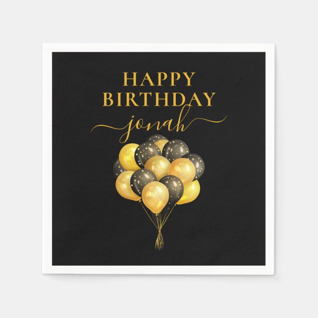 Personalisierte Goldballoons zum Geburtstag Serviette (Vorderseite)