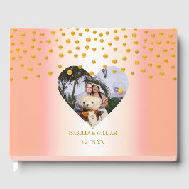 Personalisierte Goldconfetti auf Rose Gold Gästebuch