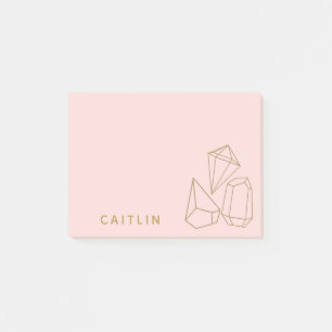 Personalisierte Goldedelsteine erröten Rosa Post-it Klebezettel