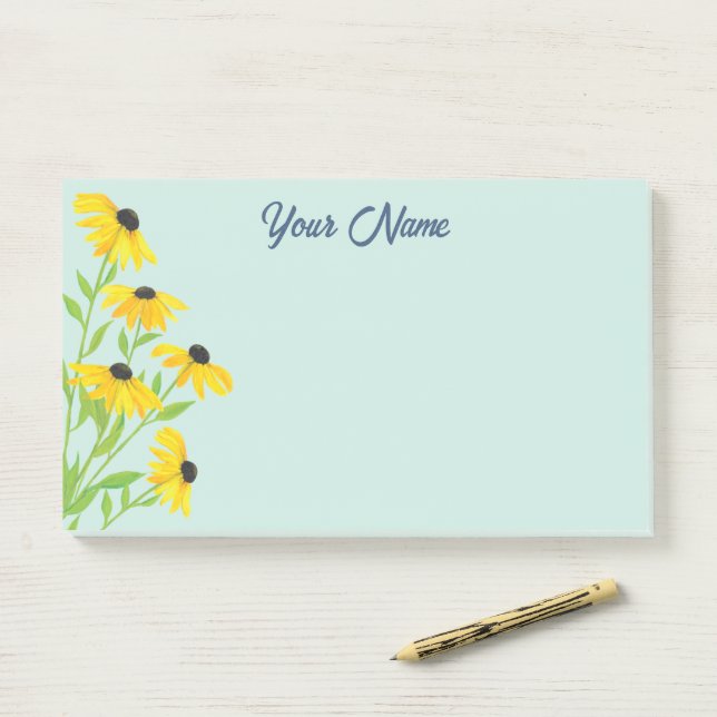 Personalisierte Golden Black Mit Augen Susan Blume Post-it Klebezettel (Auf Schreibtisch)