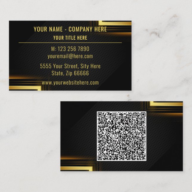 Personalisierte Golden Black QR Code Business Card Visitenkarte (Vorne/Hinten)