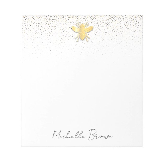 Personalisierte Golden Honey Bee Notizblock (Vorderseite)