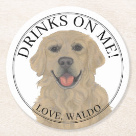 Personalisierte Golden Retriever Dog Wedding Runder Pappuntersetzer