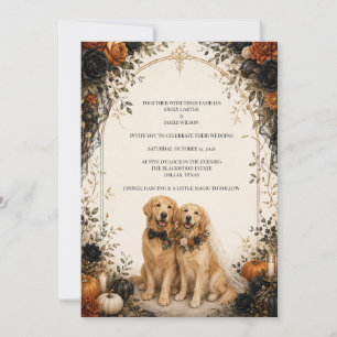 Personalisierte Golden Retriever Halloween-Hochzei Einladung