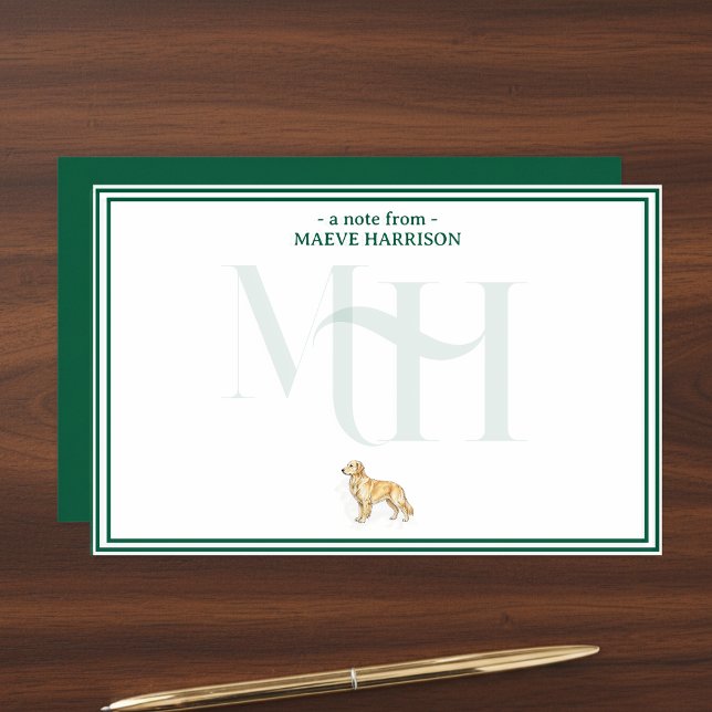 Personalisierte Golden Retriever Note Monogram Briefpapier (Gift custom stationery to the dog lover in your life! )