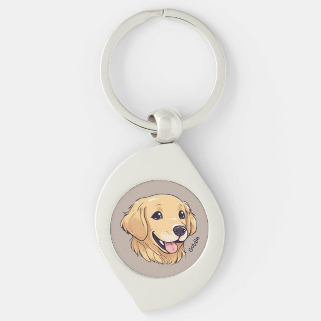 Personalisierte Golden Retriever Welpe Schlüsselanhänger (Vorderseite)