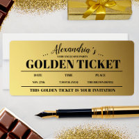 Personalisierte Golden Ticket Party Einladung