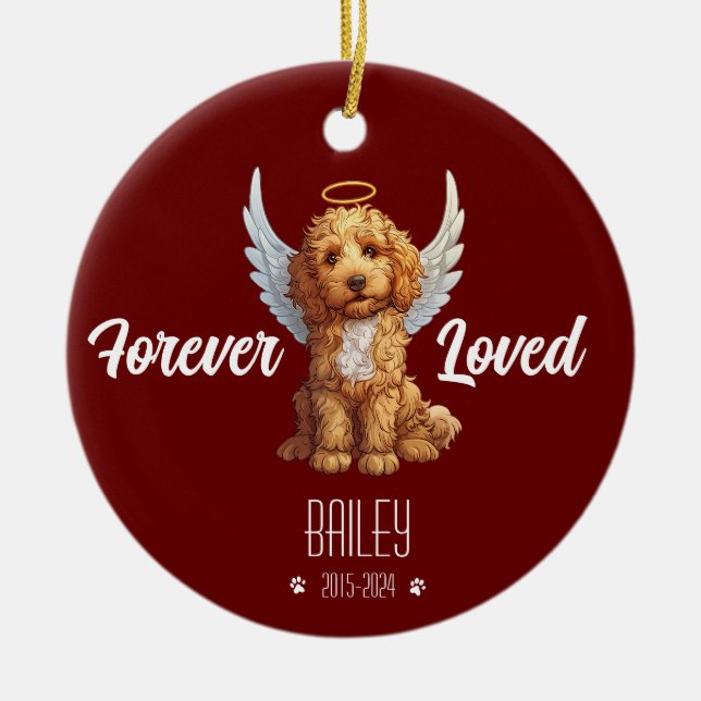 Personalisierte Goldendoodle-Gedenkstätte Keramik Ornament (Vorne)