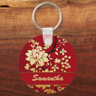 Personalisierte Goldene Blume aus dem Orientalisch Schlüsselanhänger