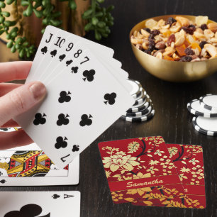 Personalisierte Goldene Blume aus dem Orientalisch Spielkarten