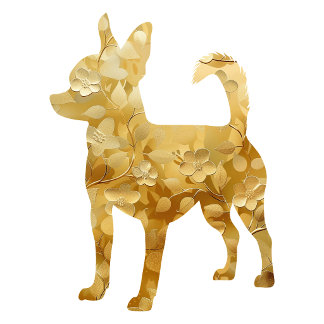 Personalisierte goldene Blumen-Chihuahua-Rücksende