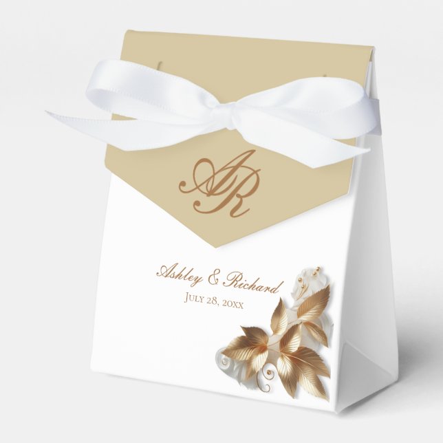 Personalisierte goldene botanische Hochzeit Geschenkschachtel (Vorderseite)