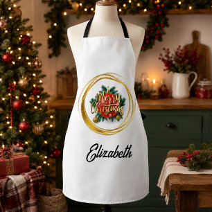 Personalisierte goldene Frohe Weihnachten Schürze