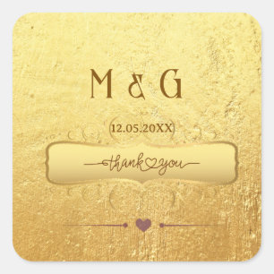 Personalisierte goldene Hochzeitsmonogramme Quadratischer Aufkleber