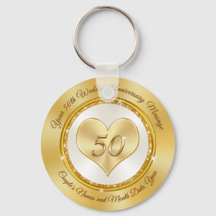 Personalisierte goldene Jahrestags-Gastgeschenke Schlüsselanhänger