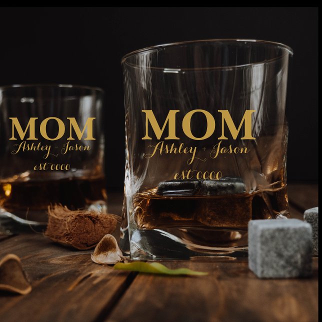 Personalisierte Goldene Mama EST Mütter Whiskyglas (Von Creator hochgeladen)
