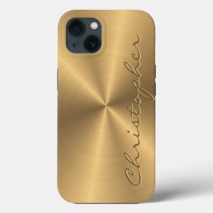 Personalisierte goldene metallische Radialstruktur iPhone Hülle