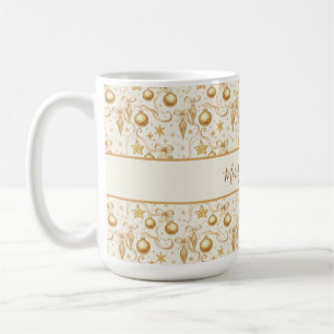 Personalisierte goldene Ornamente Schleifen Weihna Kaffeetasse
