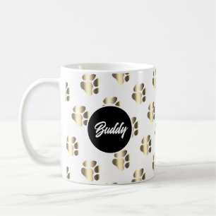 Personalisierte goldene Pfoten Muster Haustierlieb Kaffeetasse
