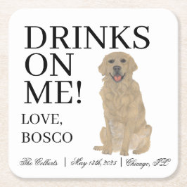 Personalisierte Goldene Retriever Hochzeit Rechteckiger Pappuntersetzer