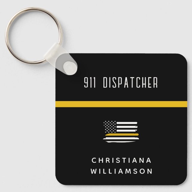 Personalisierte Goldflagge 911 Schlüsselanhänger (Vorderseite)
