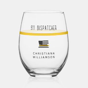 Personalisierte Goldflagge 911 Weinglas Ohne Stiel