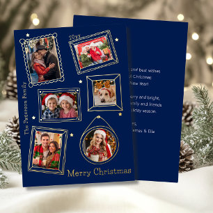 Personalisierte Goldfolie 6 Foto Weihnachtscollage Folien Feiertagskarte