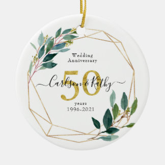 Personalisierte Goldgrün 50 Jahre Keramik Ornament