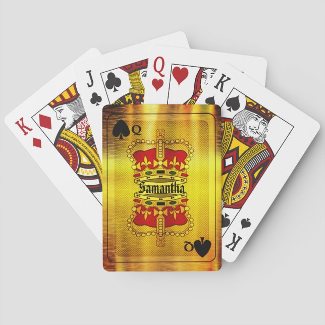 Personalisierte Goldqueen-Spielkarten Spielkarten (Rückseite)