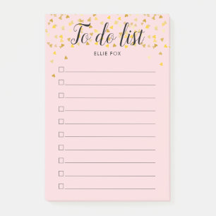 Personalisierte Goldröckchen Blush Pink To-Do-List Post-it Klebezettel