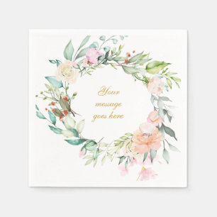 Personalisierte Goldschrift-Rosengirlande Blumen Serviette