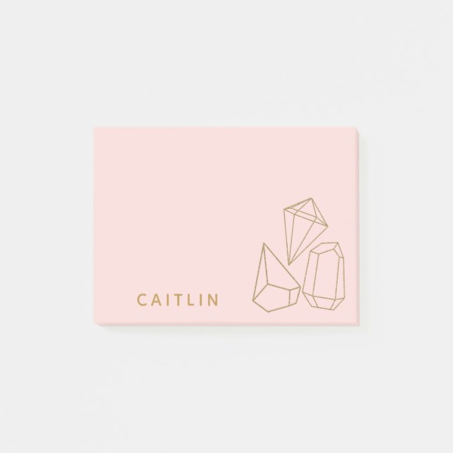 Personalisierte Goldsteine Rosa Post-it Klebezettel (Vorderseite)