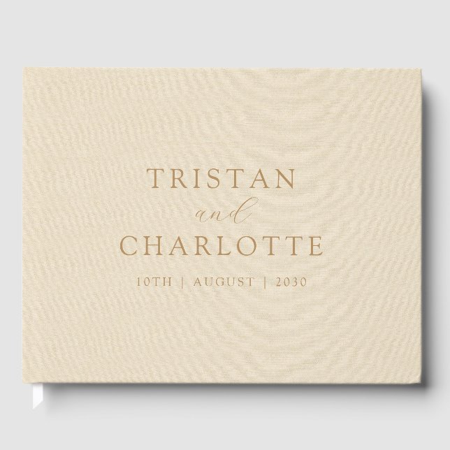Personalisierte Goldtypografie Creme Imitats Linke Gästebuch (Vorderseite)