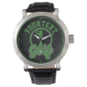 Personalisierte Golf ADD NAME Retro Pro Golfer Swi Armbanduhr