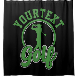 Personalisierte Golf ADD NAME Retro Pro Golfer Swi Duschvorhang