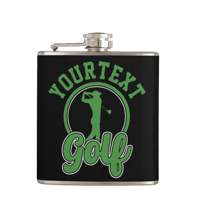 Personalisierte Golf ADD NAME Retro Pro Golfer Swi Flachmann (Vorderseite)