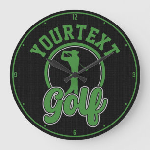 Personalisierte Golf ADD NAME Retro Pro Golfer Swi Große Wanduhr