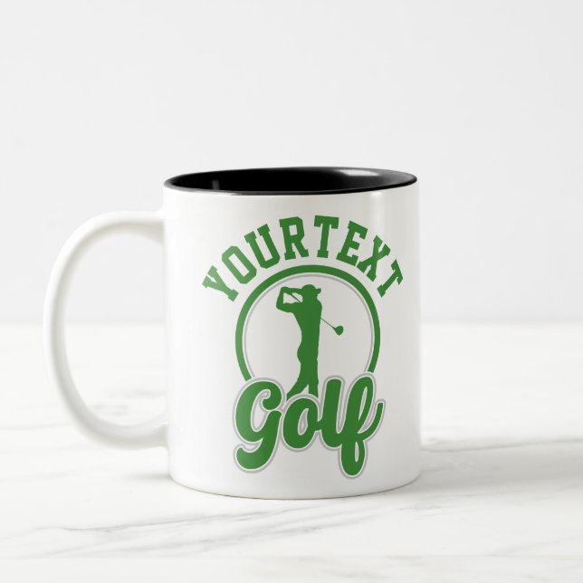 Personalisierte Golf ADD NAME Retro Pro Golfer Swi Zweifarbige Tasse (Links)