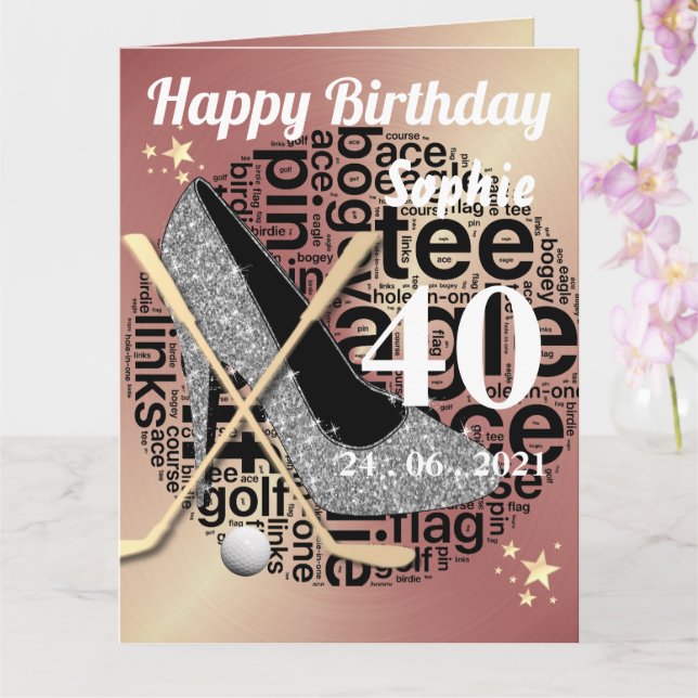 Personalisierte Golf Birthday Card für Damen Karte (Orchidee)