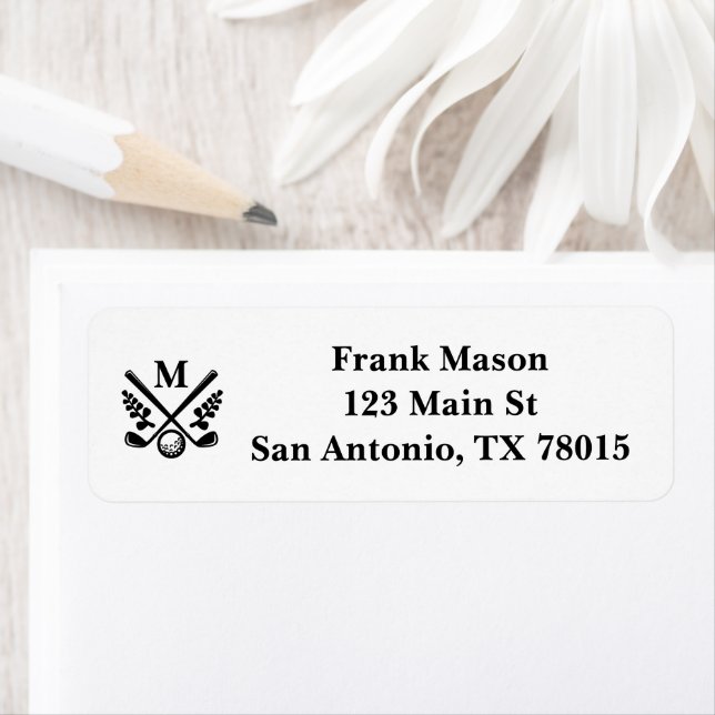 Personalisierte Golf-Monogramm-Rücksendeadresse  (Insitu)