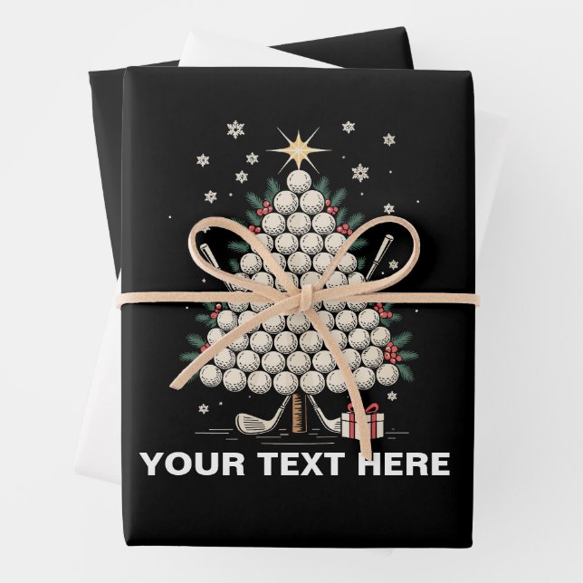 Personalisierte Golf-Weihnachtsbaum-Ausrüstung Fam Geschenkpapier Set (Beispiel)