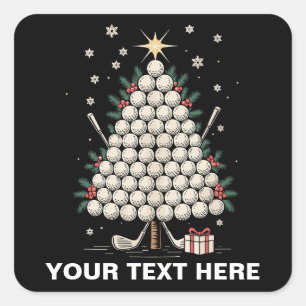 Personalisierte Golf-Weihnachtsbaum-Ausrüstung Fam Quadratischer Aufkleber