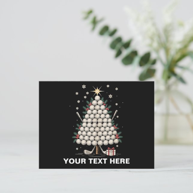 Personalisierte Golf Weihnachtsbaumfamilie Feiertagspostkarte (Stehend Vorderseite)